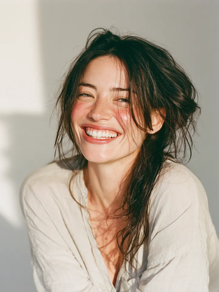 Woman laughing in a portrait after planning how to repay a $1,500 loan