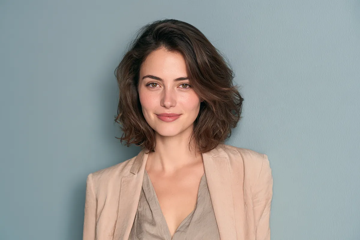 Woman in a soft blazer considering installment and revolving credit options before a Willow Lake Loan request